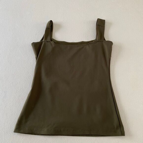 Free People Intimately Tank Top XS Olive Green Square Neck Seamless Stretch Cami - Picture 2 of 6